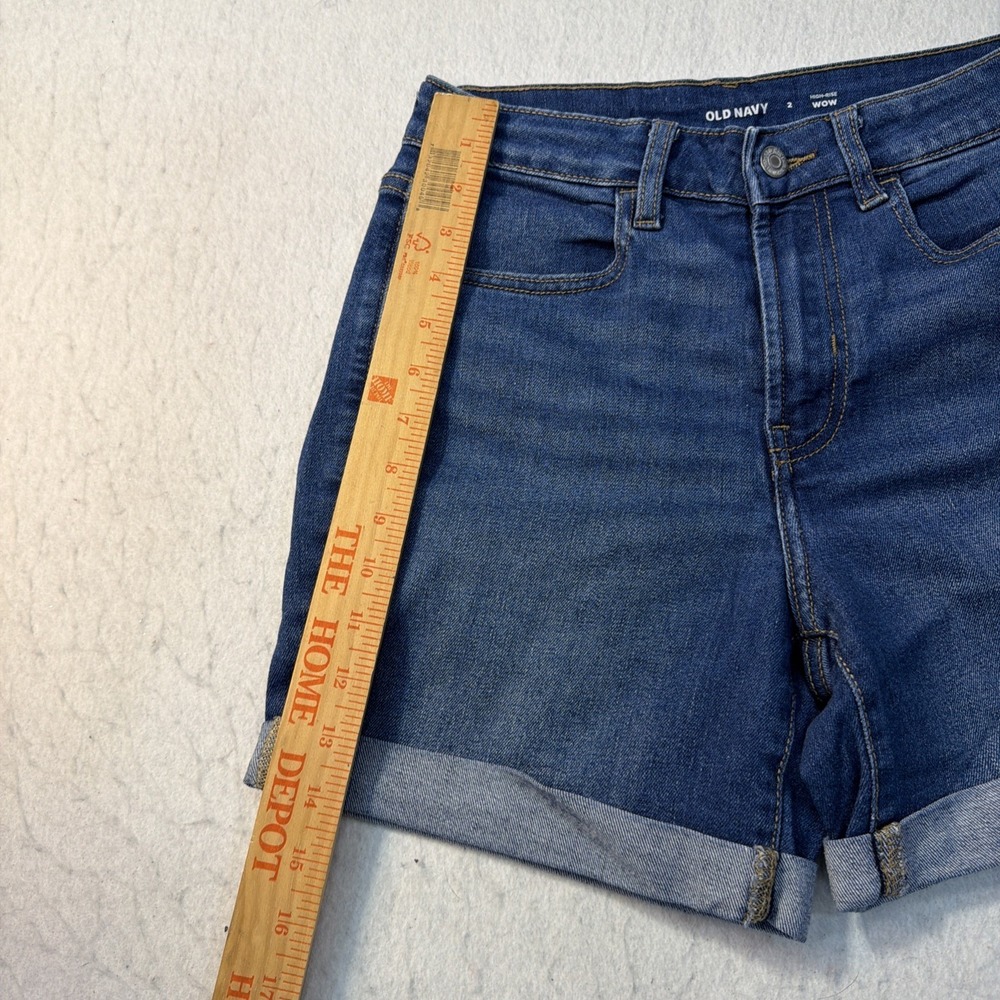 Old Navy Women's High-Rise WOW Stretch Denim Shorts Blue Size 2 w/ 3" Inseam EUC - Picture 4 of 15